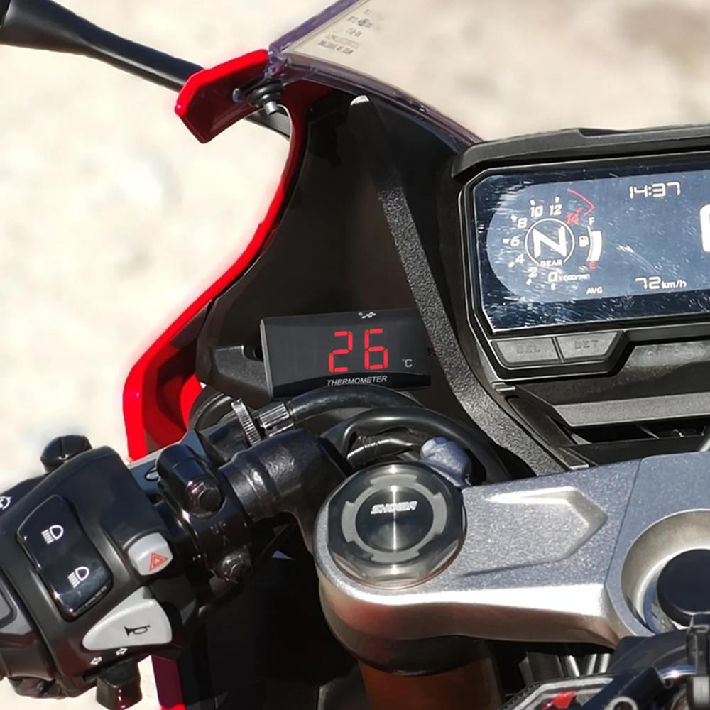 Temperature Meter Water Tank Retrofit 0~120°C Monitor Red Blue Indicator Warning 12V Motorcycle Thermometer With Sensors