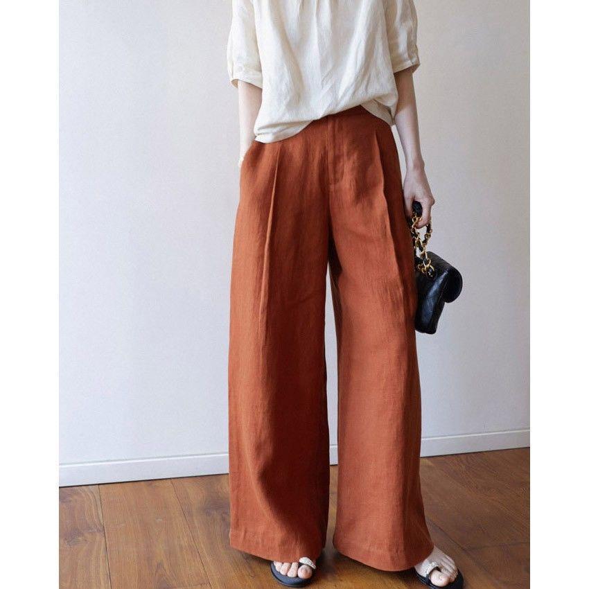 

New 2026 Women s High Waist Cotton Linen Wide Leg Pants - Loose, Slimming, Straight Fit, Casual, Original Linen Color 3XL (for 150-165 jin)