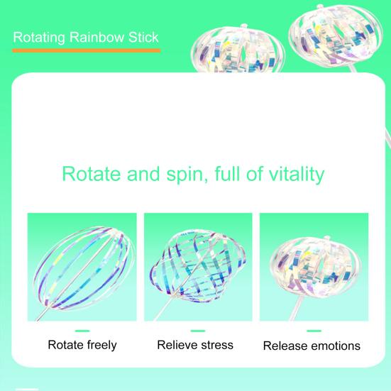 Yousheng Rainbow Spinner Toy Rainbow Twirler Stick Magical Rainbow Ribbon Spinner Party Bubble Wand for Indoor Outdoor Fun