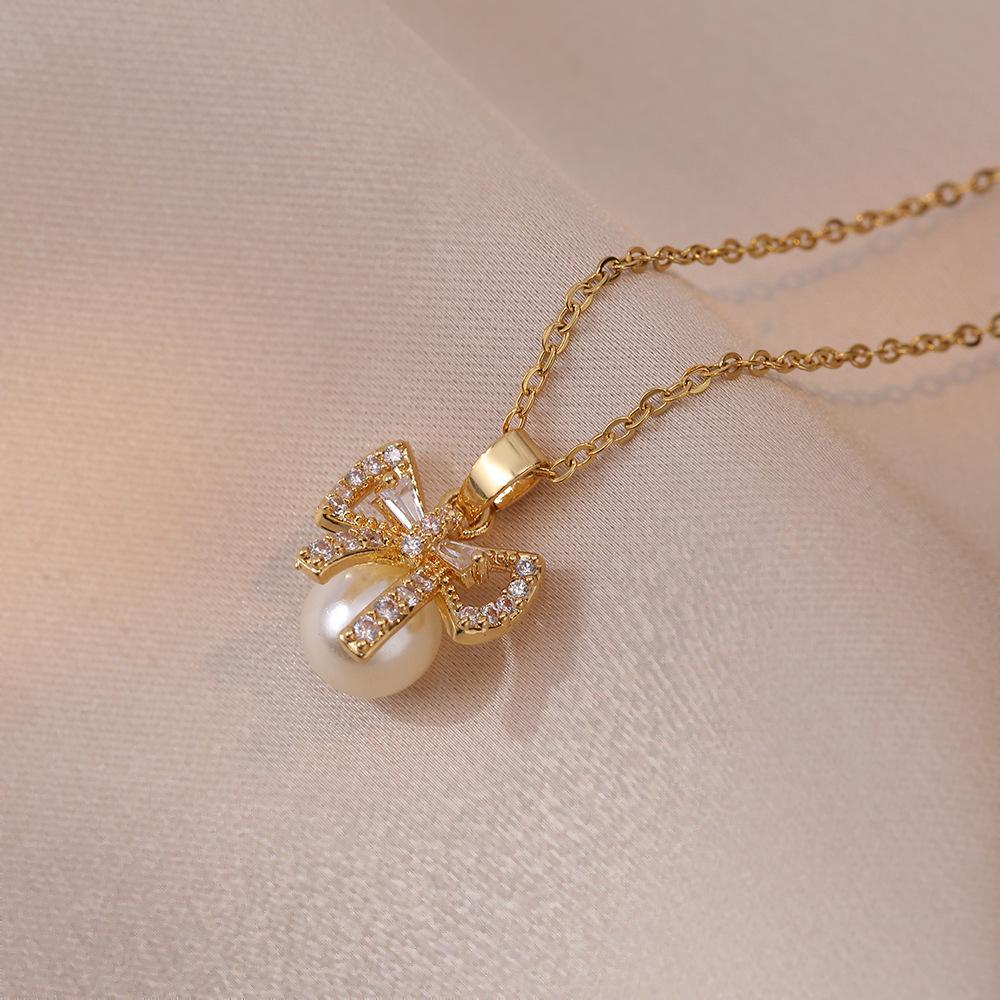 

Colorful Zircon Geometric Pendant Necklace for Women - Trendy Titanium Steel Design