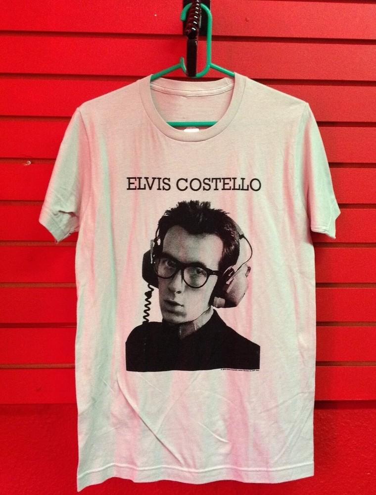 Vtg Elvis Costello Headphones Heavy Cotton White Full Size T Shirt For Men SE251 Unisex T-Shirt XXXL