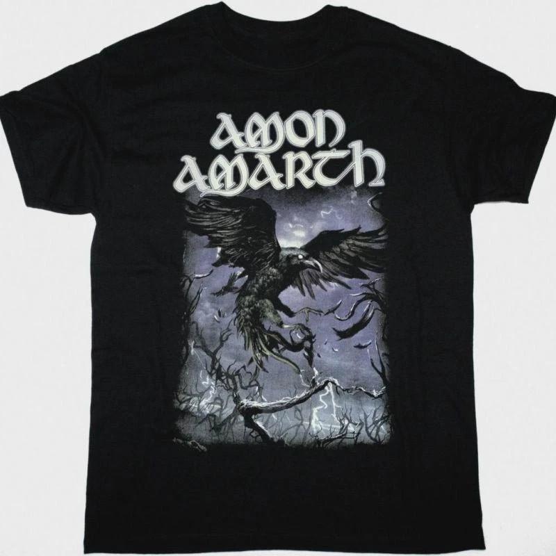 Vtg AMON AMARTH RAVEN Band Heavy Cotton Black T Shirt Unisex T-Shirt L