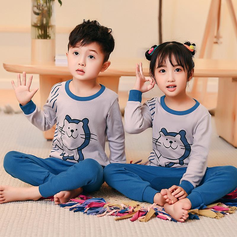 Children's Cartoon Cotton Sweater & Pants Set: Autumn/Winter Pajamas or Homewear