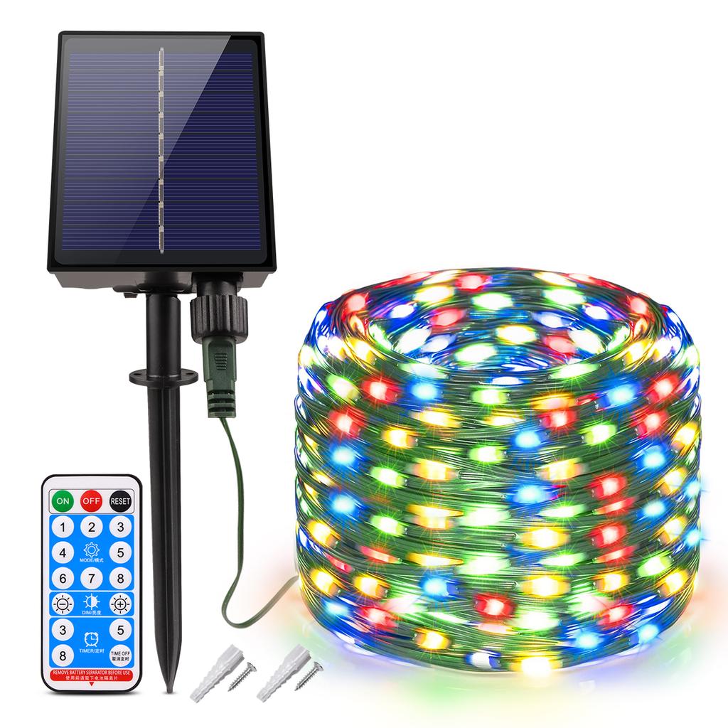 100M Large Solar Panel LED String Light Outdoor Fast Charge Fairy Lights 8 Modes Waterproof Christmas Wedding Party Garden Decor
