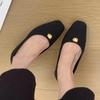 New Flats Women Shoes Elegant Square Toe Pearl Buckle Pumps Comfortable Loafers Soft Soles Slip-on Casual Shoes Lady Work Shoes