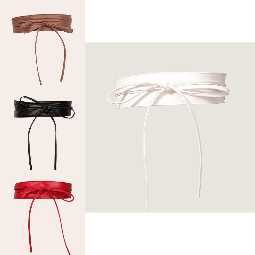 Casual Womens Faux Leather Wide Waist Belt With Bow Knot For Office And Weekend