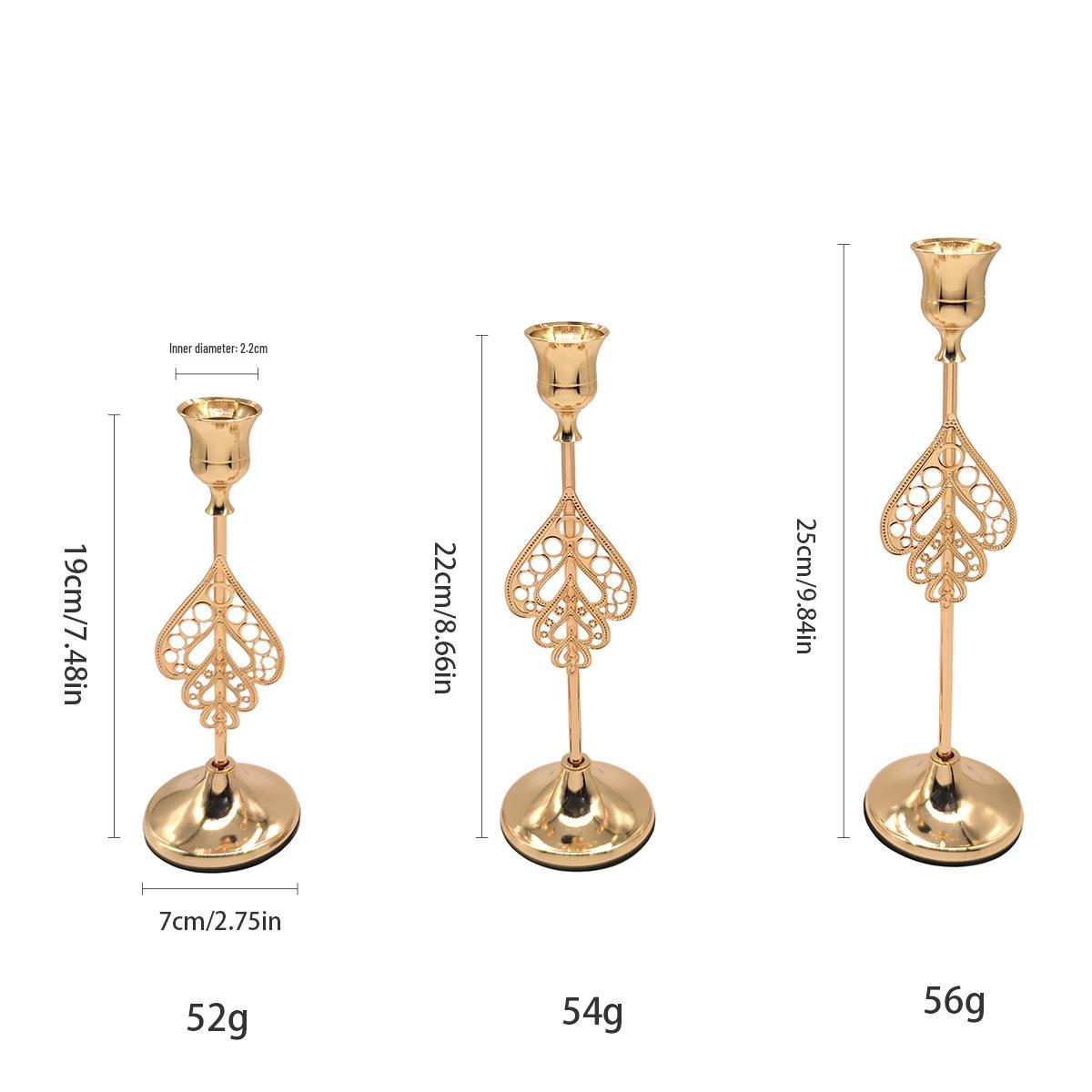 European Style Gold Wrought Iron Candle Holder with Candle Cup for Halloween and Christmas