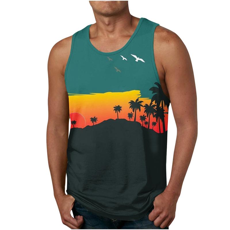 

Summer Coconut Tree 3D Printed Hawaiian Beach Tank Tops Men s Casual Fashion Vest Oversized Sleeveless Tank Top Gym Man Clothing 5XL