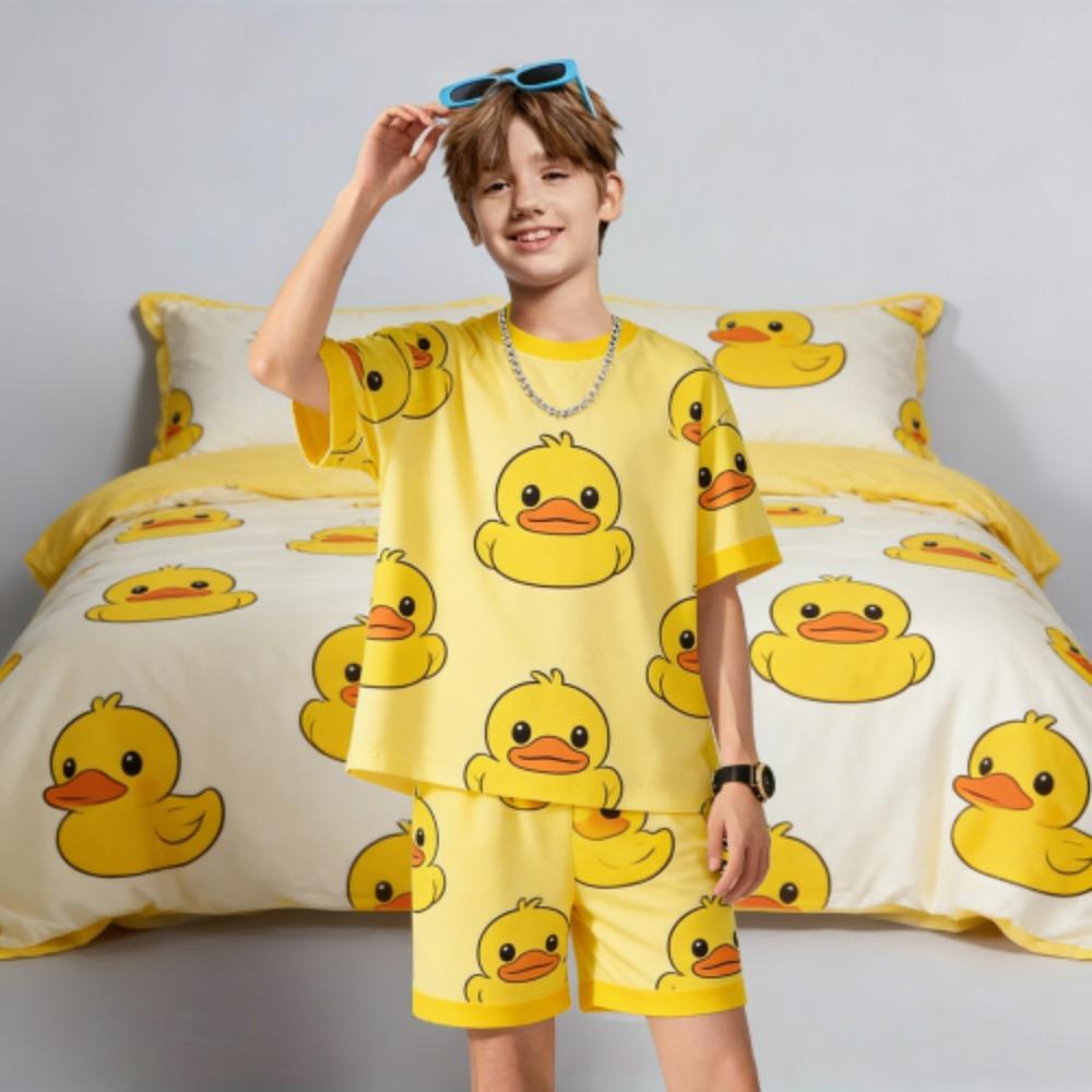 

Summer Kids Set Cartoon Animal Duck Printed Kids T-shirt and Shorts 2 Piece Set Summer Casual Outdoor Boys and Girls Outfit Kids Clothing 100