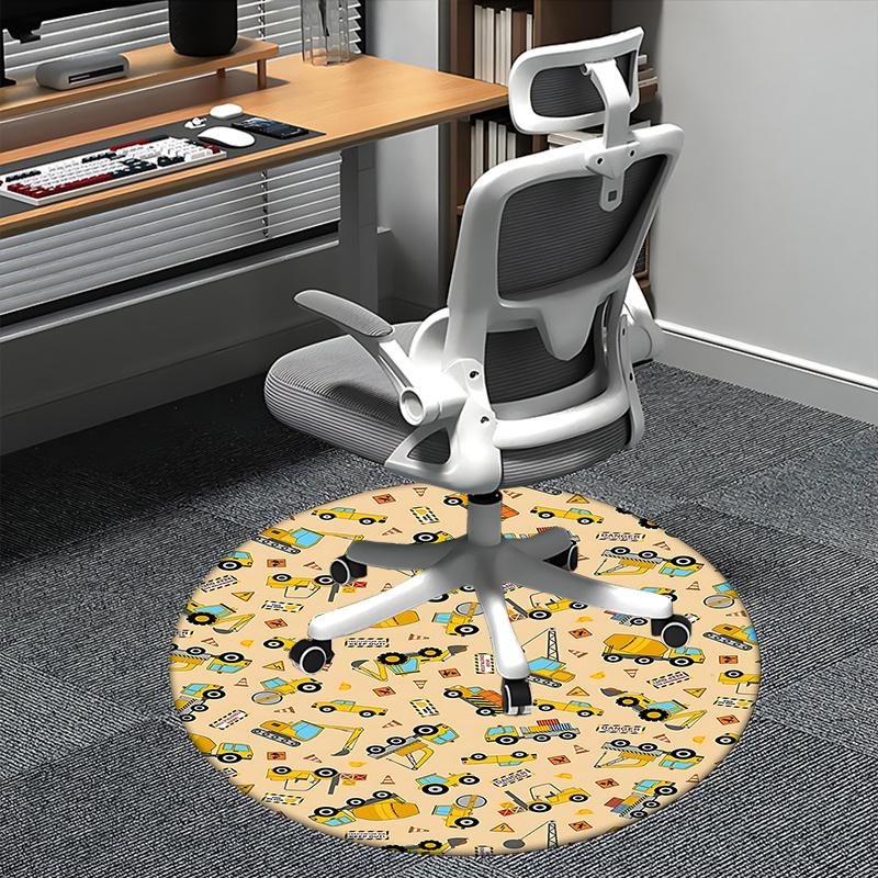 

Construction Vehicle Office Carpet Chair Mats, Room Decor, Office Desk Mat, Gift for Boys, Bedroom Flooring, Living Room Carpet, Furniture Protector, 80cm by 80cm