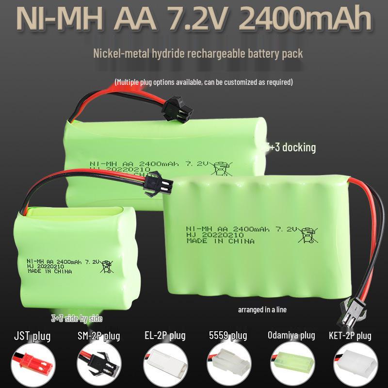 7.2V 2400mAh Ni-MH Rechargeable AA Battery Pack for Remote Control Toys