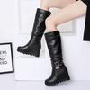 Fashion botas femininas women fashion sweet black patent leahter wedge heel boots lady casual spring & autumn comfort white boots ea406