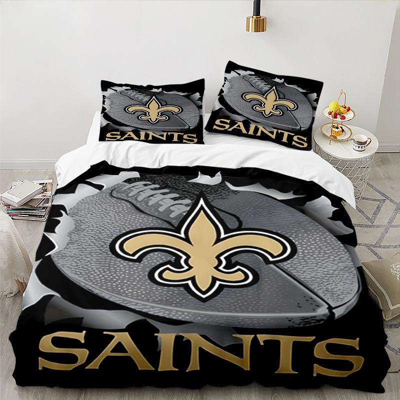 Who Dat Nation Football Bedding Set 3pcs, High Quality Bedding Set Including 1pc Duvet Cover And 2pcs Pillowcases for Bedroom, Dormitory Gift