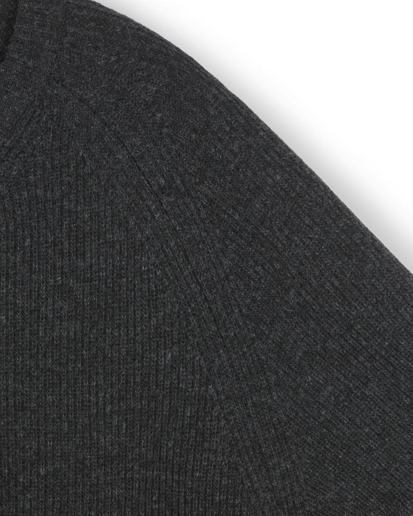 Beslow Cashmere Blended Crew Neck Cardigan Melange Charcoal