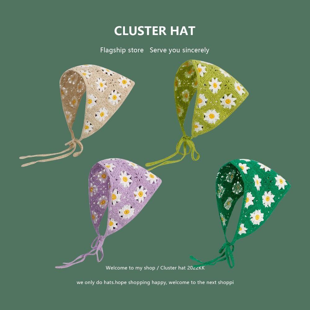 

Sweet Creative Little Daisy Hollow Headband Towel Triangle Headband Triangle Scarf Headscarf Hat фіолетовий