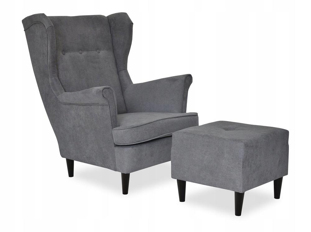 ARI Scandinavian Family Meble Wing Chair, Elegant In Graphite Velvet