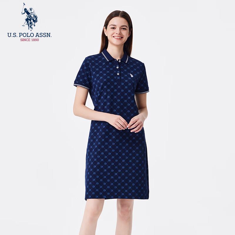 U.S. POLO ASSN. Women s Short Sleeve Printed A-Line Polo Dress M