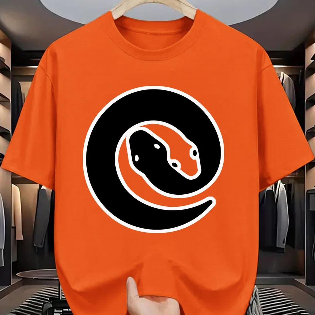 Yin Yang Snake Graphic Tee Men Casual Short Sleeve ONeck Print TShirt Summer Breathable Top