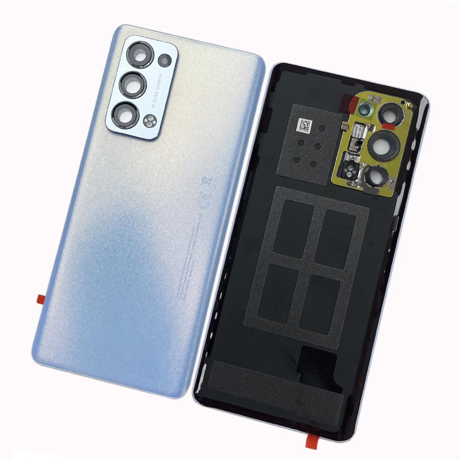 

Задняя крышка из закаленного стекла для Oppo Reno 6 Pro 5G Snapdragon Reno6 + крышка батарейного отсека дверной корпус с ремонтом объектива камеры арктический голубой