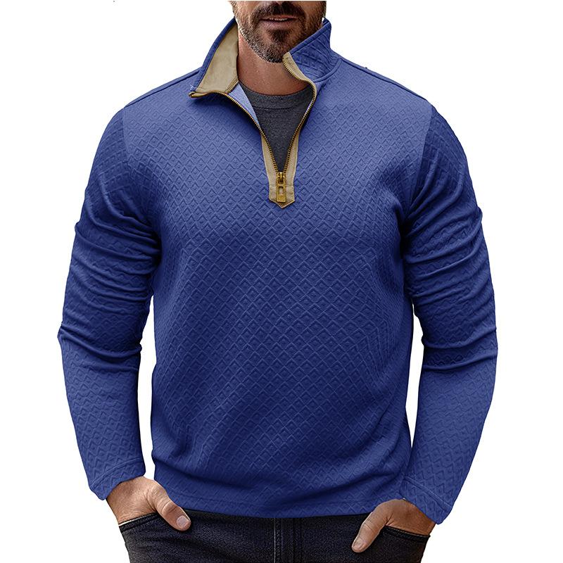 New Men's Long-sleeved Stand-collar Sweatshirt Loose and Versatile Zipper Henry Casual Fashion Top