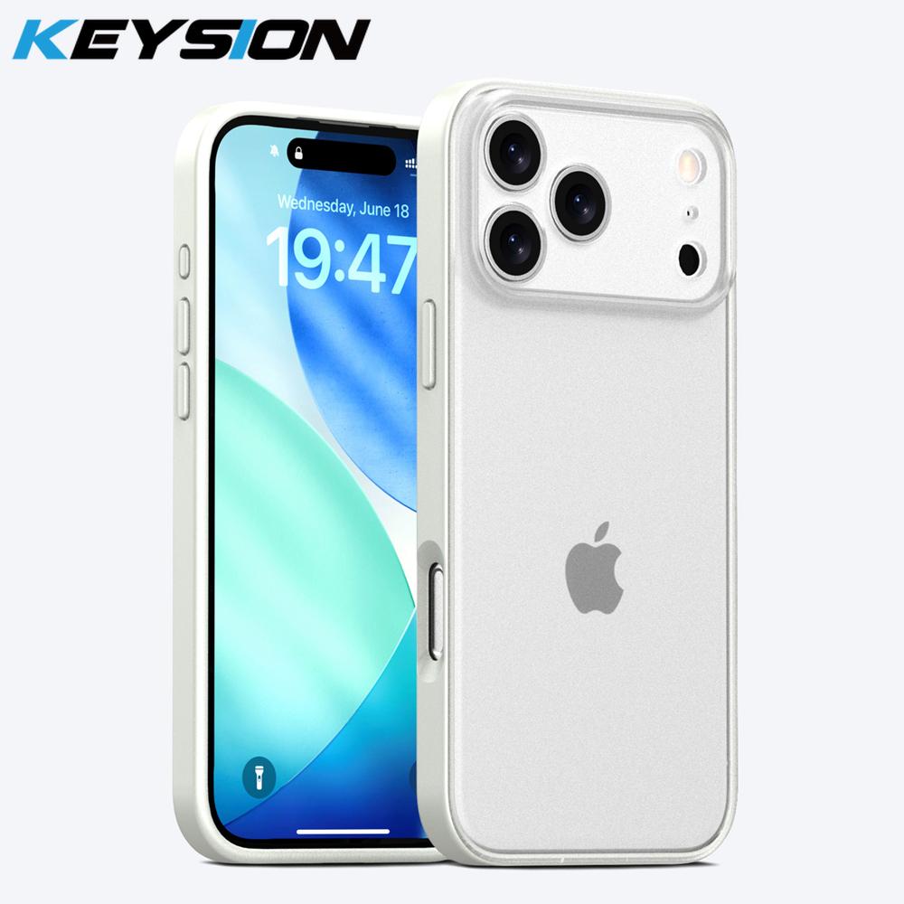 KEYSION Candy Color Matte Transparent Phone Case for iPhone 17 Pro Max Silicone+PC Shockproof Back Cover for iPhone 17 Pro 2025