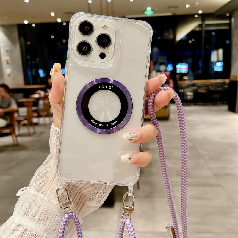 

Strap Case For iPhone 15 14 13 12 11 Pro Max Plus Mini 16 X XS Magsafe Crossbody Lanyard Clear Magnetic Wireless Charging Cover For iPhone 13