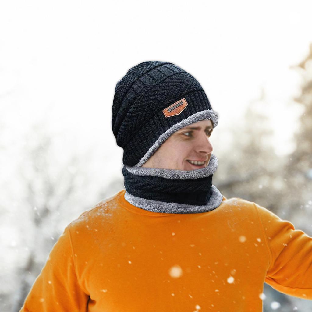 2 Pieces Kids Winter Warm Knitted Hat And Scarf Knit Cap Fleece Thick Knit Cap For Boys And Girls