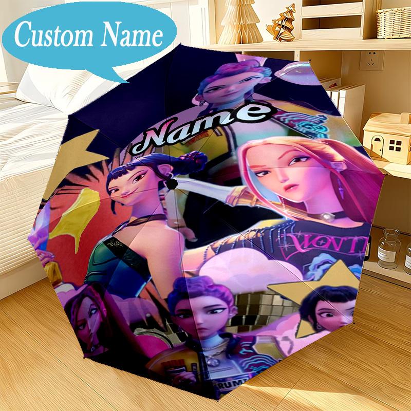 Custom Name Umbrella Music Stars KPop Demon Umbrella 8-Frame for Travel, Camping, Casual Lightweight Portable, Essential for Family Gifts