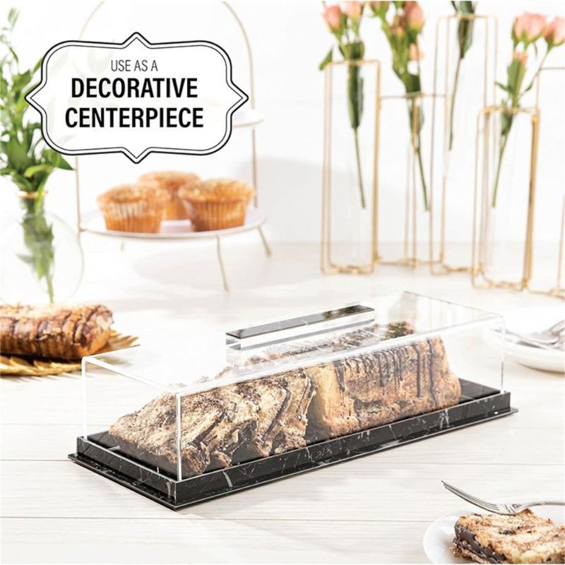 Rectangular Cake Display Box with Clear Lid Acrylic Cake Box Cake Container Cake Storage Tray for Home and Commercial