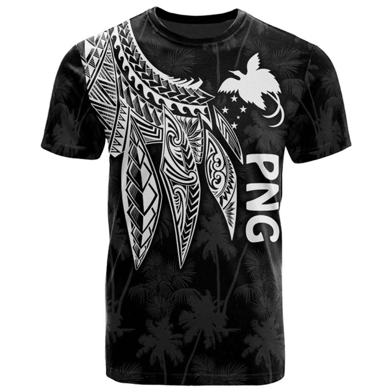Papua New Guinea Flag Map Graphic T Shirts PNG National Emblem T Shirt For Men