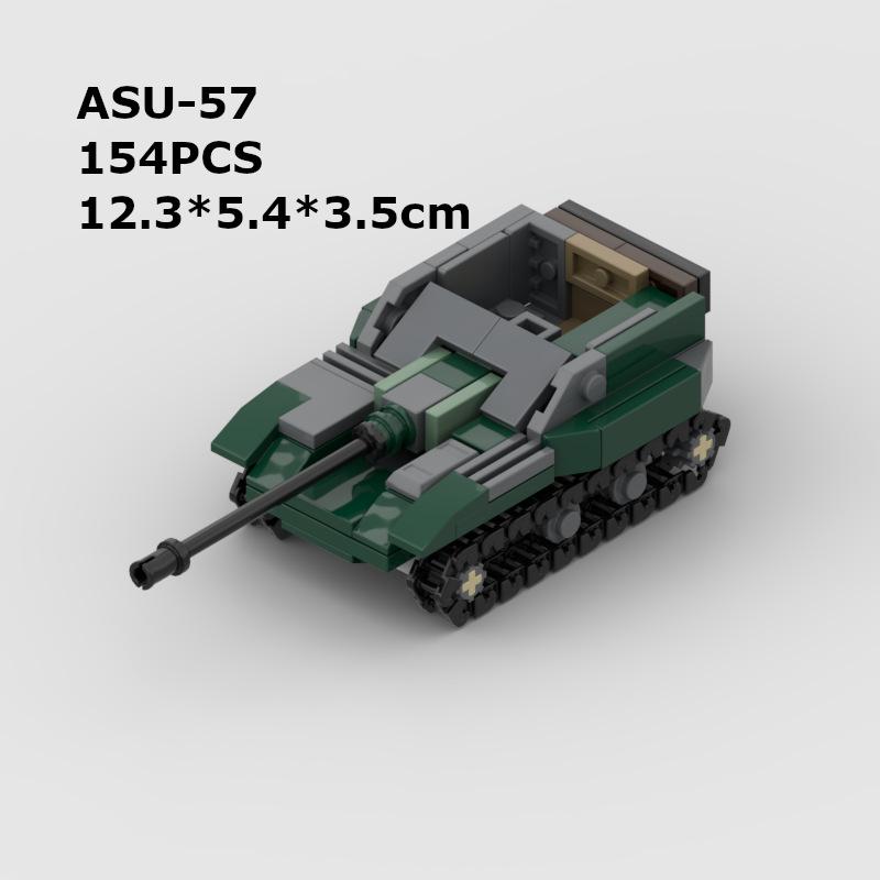 Klocki MOC Model Czołgu Seria Wojskowa T-14 II Wojna Światowa Maus Ciężki Czołg ASU-57 Zabawka do Składania dla Chłopców Prezent