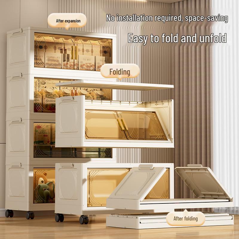Multi-layer Folding Plastic Storage Cabinet: Shoe, Toy, and Medicine Organizer for Living Room