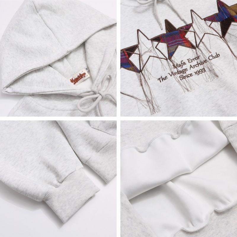 American Vintage Star Embroidered Hoodie Loose Fit Casual Sweatshirt Men Women Fall Winter