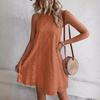 Women's Floral Lace Solid Sleeveless Buttoned V-Neck Dress - Summer New Arrivals
