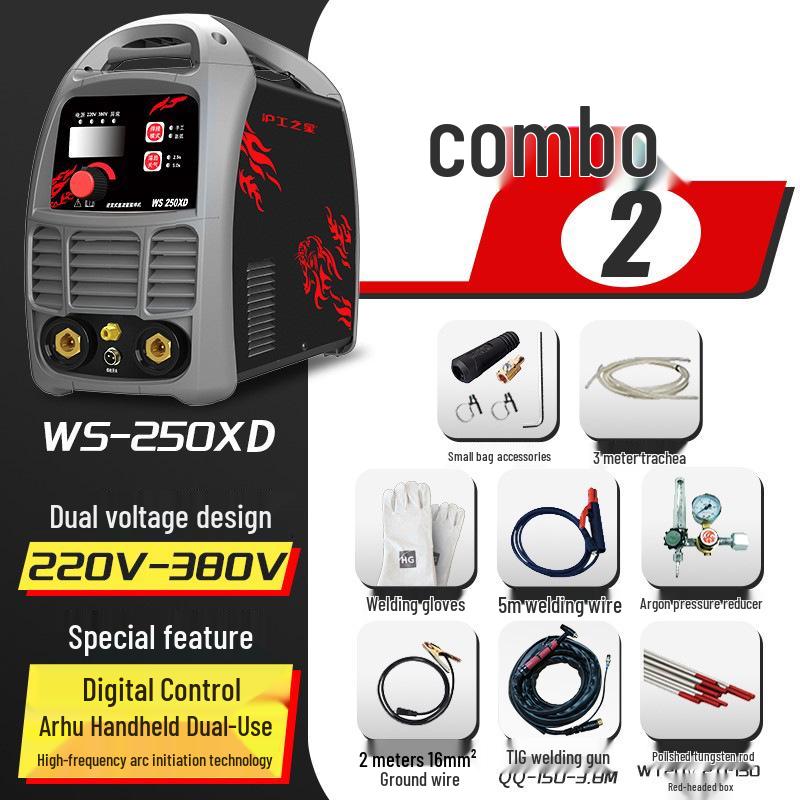 Hugong WS-250XD TIG/Stick Dual Voltage Welder 220V/380V, Industrial-Grade Manual Electric Welding Machine