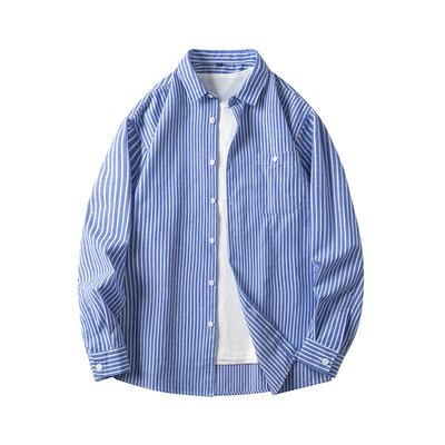 Casual Versatile Long Sleeved Shirt Men's Spring and Autumn Striped Shirt