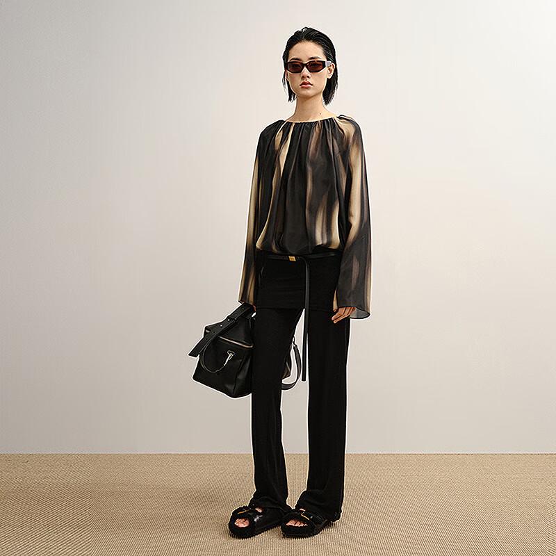 

Women s Loose Fit Off-Shoulder Mulberry Silk Long Shirt M