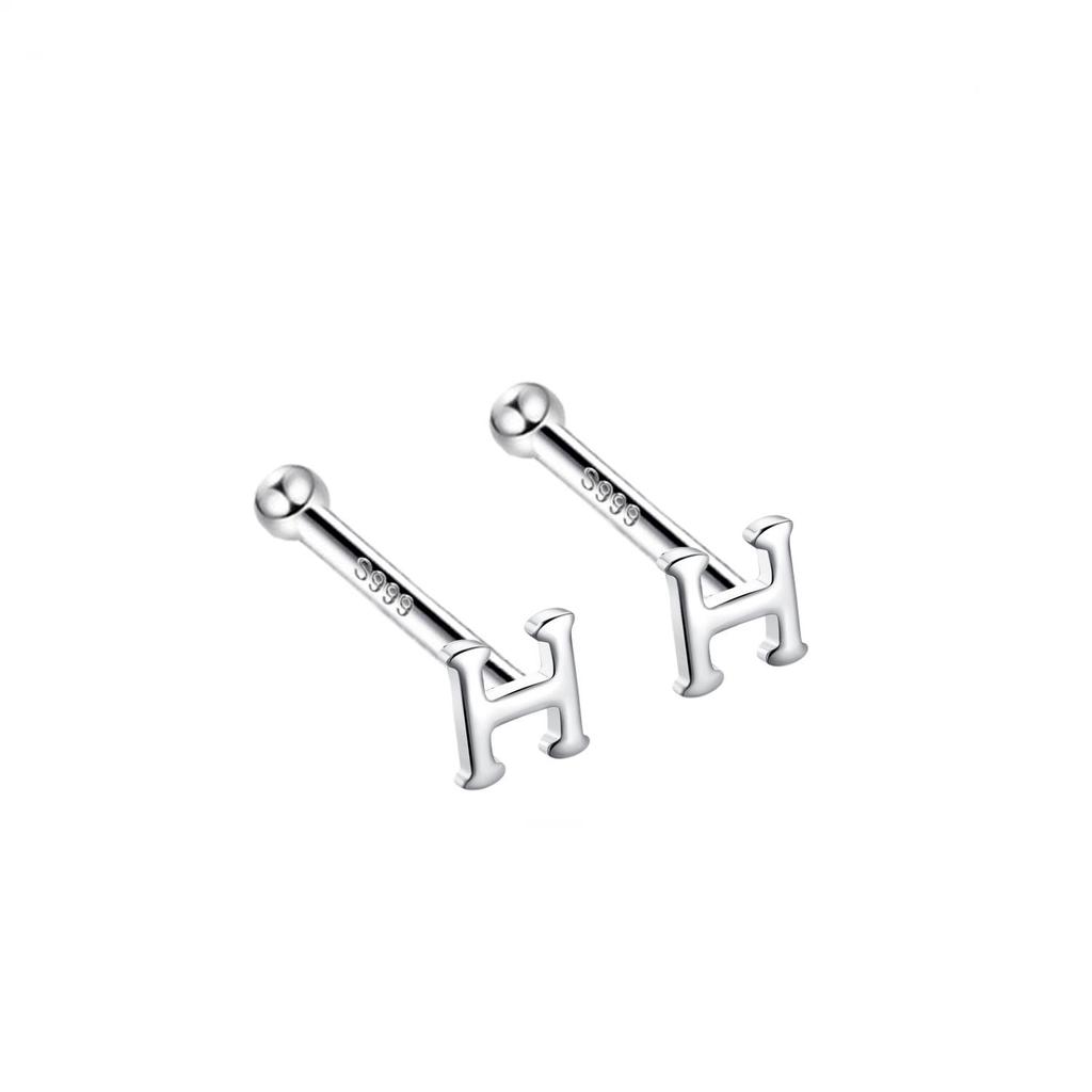 S999 Pure Silver Minimalist Women's Earrings – Small Bean Ear Bone Studs, Anti-Blocking Design for Commuting