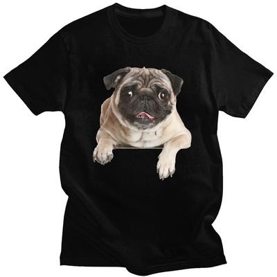 Custom Trendy Lovely Pug Dog T Shirt Men Short Sleeves Pure Cotton Tshirt Casual Tees Streetwear Tshirts