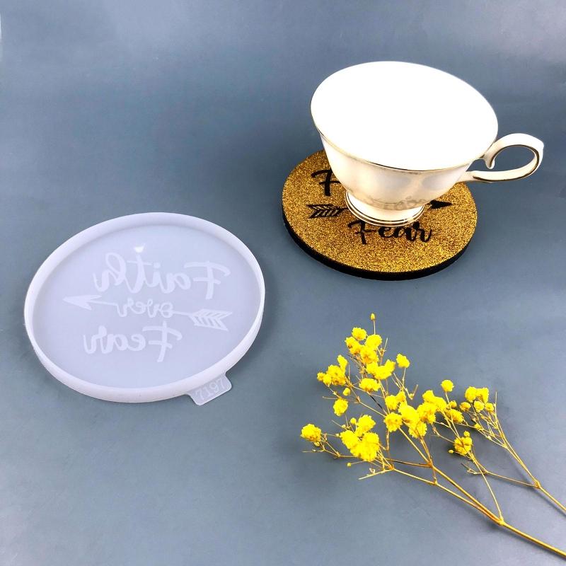 Resin Coaster Molds Round Storage Tray Mould Silicone Agate Coaster Molds Creative Faith Molds for Making DIY Craft
