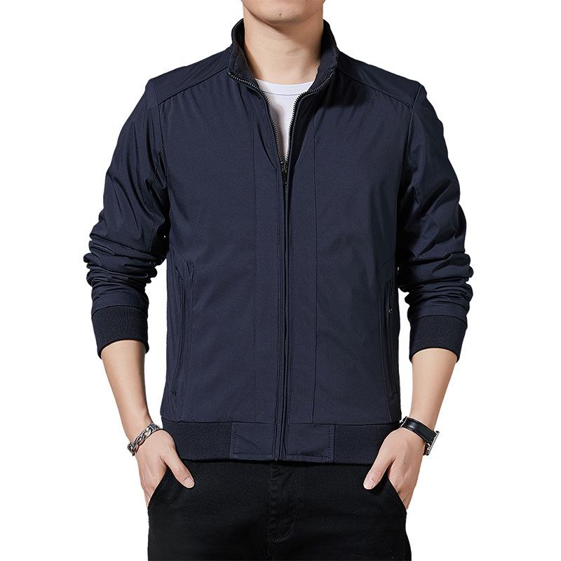 

Весенне-осенняя новая мужская куртка, модная тонкая верхняя одежда, повседневное однотонное теплое пальто с воротником-стойкой, уличная одежда для мужчин M темно-синий