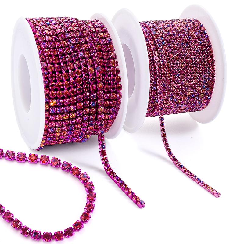 Colors Magic Volcano 5yd 10yd/roll Rhinestones Trim Cup Chain Strass Decorative Applique Crystal Trimmings For Needlework