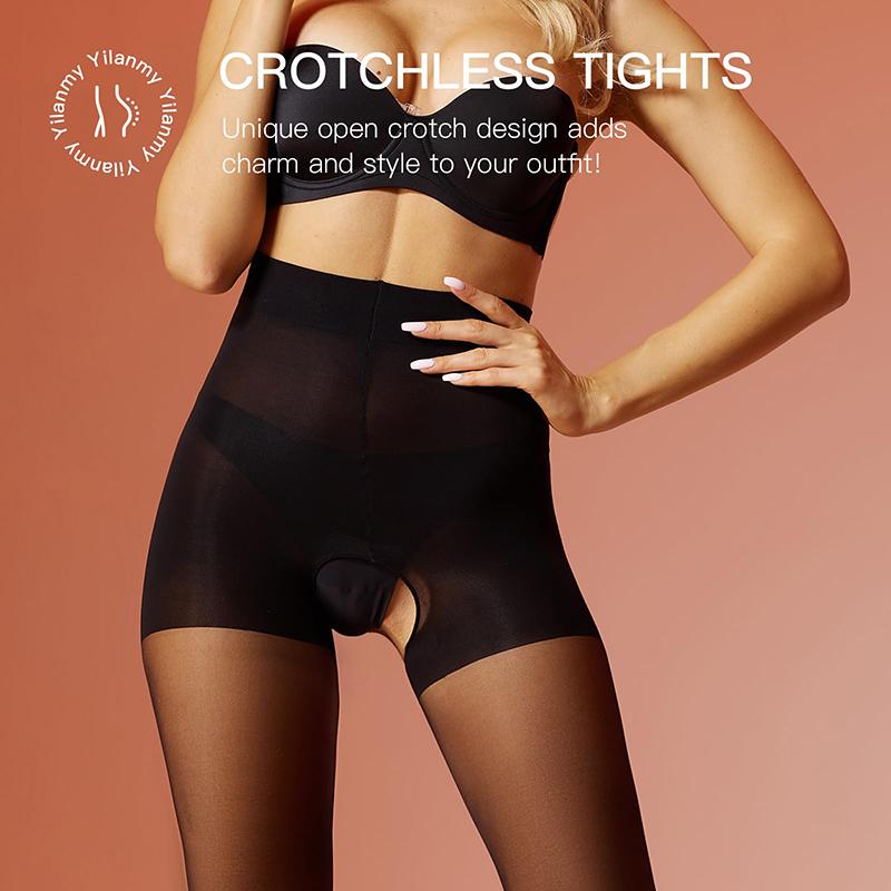 Kave 1 Paar Schrittlose Strumpfhosen für Damen Transparent Sexy Bauchkontrolle 12D Hohe Taille Transparente Strumpfhose Kontrolltop Strumpfhose Strumpf