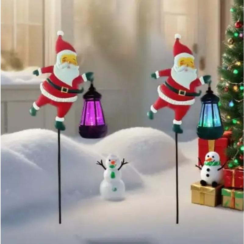 1pcs Christmas Solar Kettle Lights Garden Lawn Decorative Santa Claus Kettle Ground Lamp Solar LED Night Lights Outdoor Decor