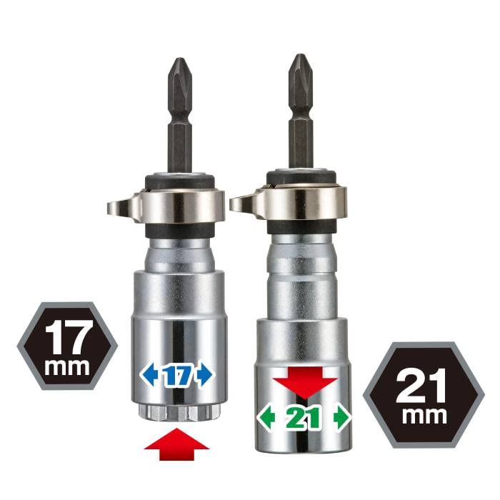 Tajima Impact Driver Bit Replaceable Double Socket 12 Square 17 x 21mm Fall Prevention Included 1 Piece BS1721RB-12K