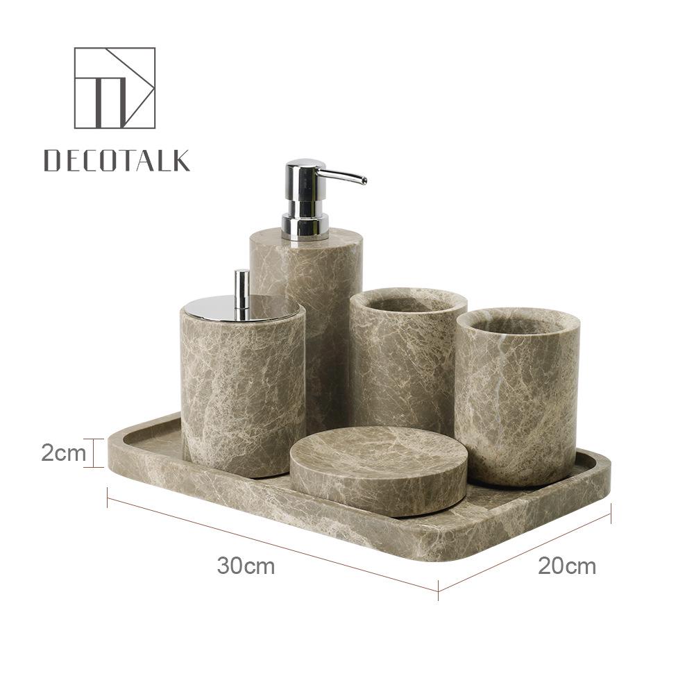 DecoTalk Wabi-Sabi Marble Bathroom Set: Matte Washbasin, Aroma Diffuser, Tissue Box