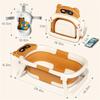 Collapsible Bathtub, Foldable Bathtub With Soft Cushion And Thermometer, Portable Travel Bathtub, Durable Bath Tub With No-Slip Feet