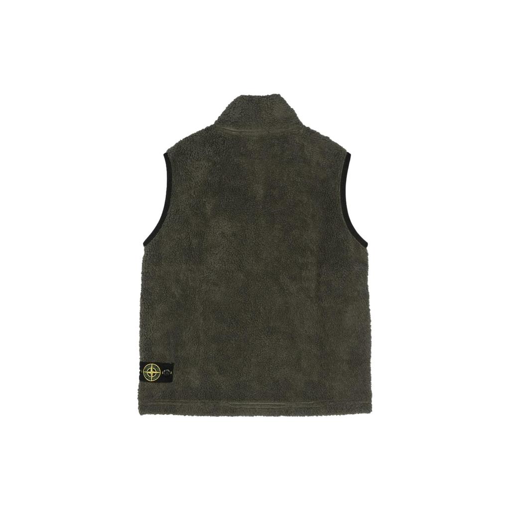 Stone Island Vest Color Block Zipper Chest Pocket Stand Collar Kids vests Green 771662043-V0058