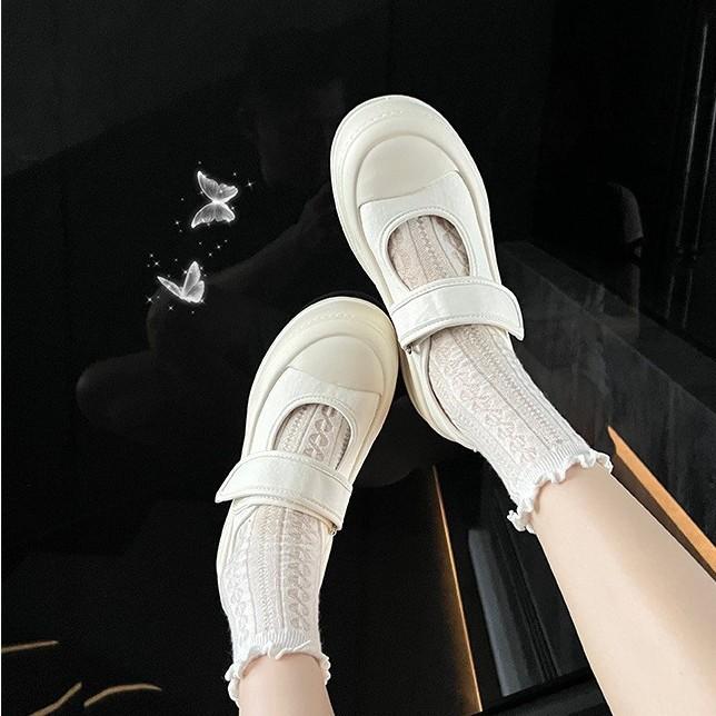 [Soft Sheepskin] Summer Shoes Platform Casual Mary Jane Shoes Women's 2025 Summer New Velcro Little White Shoes