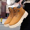 Snow Boots Men's Winter Warm Velvet Northeast Thickened Martin Boots Trendy Versatile High-top British Style Tooling Boots Cotton Shoes